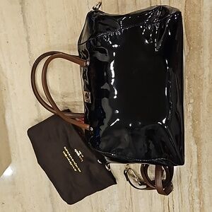 Kate Spade Black Patent Large Tote Bag with Shoulder Strap and Dust Bag